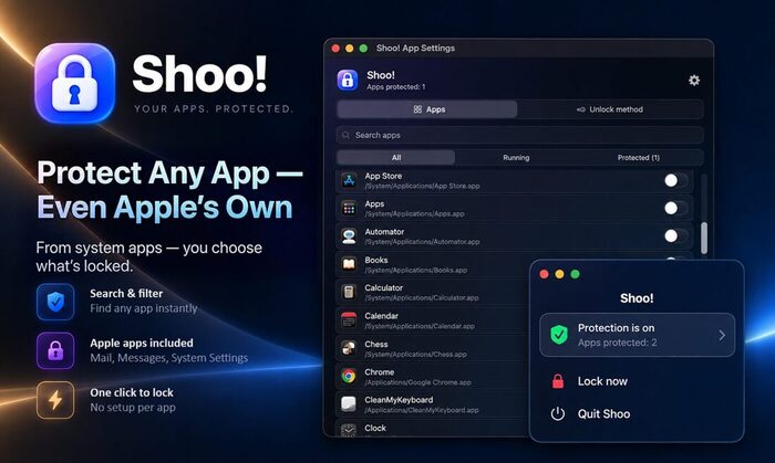 Shoo! protecting any app, including Apple's own apps